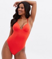 New Look Red Lift & Shape Halter Swimsuit